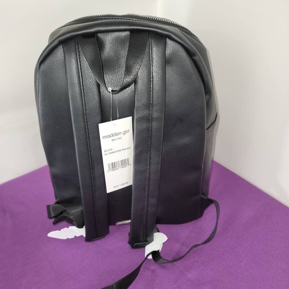 Steve Madden Backpack Black med faux Leather -Front Pockets School, carryon - Picture 2 of 7